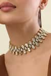 Shop_Isharya_Gold Plated Begum Haute Turquoise Mughal Choker Necklace _Online_at_Aza_Fashions