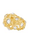 Isharya_Gold Plated Stones Celeste Mirror Cocktail Bubble Ring _Online_at_Aza_Fashions