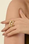 Shop_Isharya_Gold Plated Stones Celeste Mirror Cocktail Bubble Ring _Online_at_Aza_Fashions