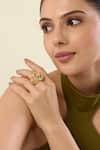 Buy_Isharya_Gold Plated Stones Celeste Mirror Cocktail Bubble Ring _at_Aza_Fashions