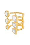 Buy_Isharya_Gold Plated Mirrors Bombay Deco Front Open Ring _Online_at_Aza_Fashions