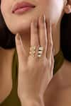 Buy_Isharya_Gold Plated Mirrors Bombay Deco Front Open Ring _at_Aza_Fashions