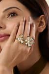 Shop_Isharya_Gold Plated Stones Ayaana Floral Cocktail Ring _Online_at_Aza_Fashions