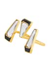 Buy_Isharya_Gold Plated Mirrors, Stones Ayaana Two Finger And Enamel Ring _Online_at_Aza_Fashions