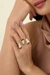 Shop_Isharya_Gold Plated Mirrors, Stones Ayaana Two Finger And Enamel Ring _Online_at_Aza_Fashions