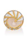 Shop_Isharya_Gold Plated Mirrors Demi Goddess Irregular And Resin Swirl Ring _at_Aza_Fashions