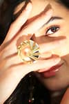 Buy_Isharya_Gold Plated Mirrors Demi Goddess Irregular And Resin Swirl Ring _at_Aza_Fashions