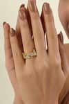 Shop_Isharya_Gold Plated Stones Demi Goddess Triangle Band Mirror Ring _Online_at_Aza_Fashions