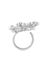 Isharya_Silver Plated Pearls, Crystals Modern Maharani Half Moon Starburst Ring _Online_at_Aza_Fashions