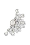Buy_Isharya_Silver Plated Pearls, Crystals Modern Maharani Half Moon Starburst Ring _Online_at_Aza_Fashions