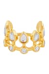 Shop_Isharya_Gold Plated Stones Modern Maharani Stackable Ring _at_Aza_Fashions