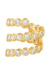 Buy_Isharya_Gold Plated Crystals Spiral Cubic Zircon Ring _Online_at_Aza_Fashions