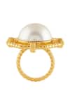 Isharya_Gold Plated Pearls And Metal Embellished Statement Ring _Online_at_Aza_Fashions