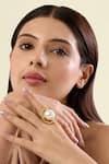 Buy_Isharya_Gold Plated Pearls And Metal Embellished Statement Ring _Online_at_Aza_Fashions