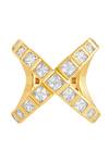 Shop_Isharya_Gold Plated Crystals Nazm Cubic Zircon Cross Ring _at_Aza_Fashions