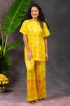 Buy_Prachi Kamat_Yellow Viscose, Silk Foil Printing Round Morja Printed Short Kurta With Pant _at_Aza_Fashions