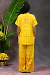 Shop_Prachi Kamat_Yellow Viscose, Silk Foil Printing Round Morja Printed Short Kurta With Pant _at_Aza_Fashions