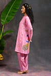 Prachi Kamat_Pink Viscose, Silk Foil Printing Round Neck Morvika Printed Kurta And Pant Set _Online_at_Aza_Fashions
