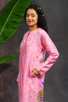Buy_Prachi Kamat_Pink Viscose, Silk Foil Printing Round Neck Morvika Printed Kurta And Pant Set _Online_at_Aza_Fashions