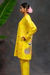 Prachi Kamat_Yellow Viscose, Silk Round Neck Morvika Printed Kurta And Pant Set _Online_at_Aza_Fashions