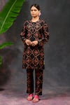 Buy_Prachi Kamat_Black Viscose, Silk Round Neck Morvika Geometric Print Kurta And Pant Set _at_Aza_Fashions