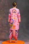 Shop_Prachi Kamat_Pink Viscose, Silk Round Neck Kamalkari Print Kurta With Pant _at_Aza_Fashions
