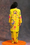 Shop_Prachi Kamat_Yellow Viscose, Silk Round Neck Kamalkari Print Kurta And Pant Set _at_Aza_Fashions