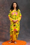 Buy_Prachi Kamat_Yellow Viscose, Silk Round Neck Kamalkari Print Kurta And Pant Set 