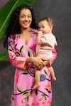 Prachi Kamat_Pink Viscose, Silk, Organza V-neck Asawali Printed Kurta Set _Online_at_Aza_Fashions