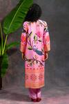 Shop_Prachi Kamat_Pink Viscose, Silk, Organza V-neck Asawali Printed Kurta Set _at_Aza_Fashions