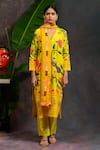Buy_Prachi Kamat_Yellow Viscose, Silk, Organza V-neck Asawali Printed Kurta Set _at_Aza_Fashions