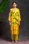 Buy_Prachi Kamat_Yellow Viscose, Silk, Organza V-neck Asawali Printed Kurta Set _Online_at_Aza_Fashions