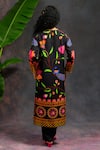 Shop_Prachi Kamat_Black Viscose, Silk, Organza V-neck Asawali Printed Kurta Set _at_Aza_Fashions