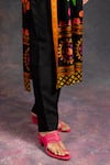 Shop_Prachi Kamat_Black Viscose, Silk, Organza V-neck Asawali Printed Kurta Set 