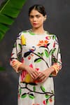 Buy_Prachi Kamat_White Velvet, Silk, Organza Round Neck Rajlaxmi Printed Kurta Set _Online_at_Aza_Fashions