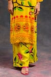 Prachi Kamat_Yellow Silk, Velvet, Organza Round Neck Rajlaxmi Printed Kurta Set _Online_at_Aza_Fashions
