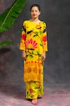 Buy_Prachi Kamat_Yellow Silk, Velvet, Organza Round Neck Rajlaxmi Printed Kurta Set 