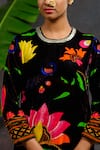 Buy_Prachi Kamat_Black Velvet, Silk, Organza Round Neck Rajlaxmi Printed Kurta Set _Online_at_Aza_Fashions