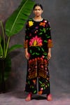 Buy_Prachi Kamat_Black Velvet, Silk, Organza Round Neck Rajlaxmi Printed Kurta Set 