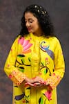 Shop_Prachi Kamat_Yellow Viscose, Silk Morbagh Print Jacket _Online_at_Aza_Fashions