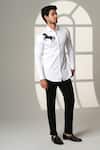 Shop_Sanjana Reddy Designs_White Cotton Embroidery Horse Placement Shirt _at_Aza_Fashions