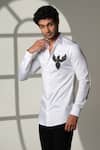 Buy Sanjana Reddy Designs White Cotton Embroidery, Beads 3d Pheonix Bird Shirt Online at Aza Fashions Buy_Sanjana Reddy Designs_White Cotton Embroidery, Beads 3d Pheonix Bird Shirt _Online_at_Aza_Fashions