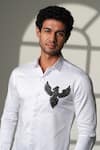 Sanjana Reddy Designs White Cotton Embroidery, Beads 3d Pheonix Bird Shirt at Aza Fashions Sanjana Reddy Designs_White Cotton Embroidery, Beads 3d Pheonix Bird Shirt _at_Aza_Fashions