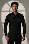 Shop_Sanjana Reddy Designs_Black Cotton Embroidery Palm Tree Shirt _Online_at_Aza_Fashions