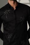 Sanjana Reddy Designs_Black Cotton Embroidery Palm Tree Shirt _at_Aza_Fashions