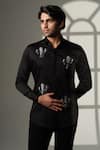 Buy_Sanjana Reddy Designs_Black Cotton Embroidery Cactus Shirt _at_Aza_Fashions