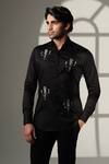 Shop_Sanjana Reddy Designs_Black Cotton Embroidery Cactus Shirt _at_Aza_Fashions