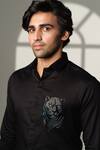 Sanjana Reddy Designs Black Cotton Embroidery, Beads 3d Panther Placement Shirt Online at Aza Fashions Sanjana Reddy Designs_Black Cotton Embroidery, Beads 3d Panther Placement Shirt _Online_at_Aza_Fashions