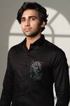 Shop Sanjana Reddy Designs Black Cotton Embroidery, Beads 3d Panther Placement Shirt Online at Aza Fashions Shop_Sanjana Reddy Designs_Black Cotton Embroidery, Beads 3d Panther Placement Shirt _Online_at_Aza_Fashions