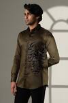 Buy Sanjana Reddy Designs Olive Green Cotton Embroidery Scorpion Shirt Online at Aza Fashions Buy_Sanjana Reddy Designs_Olive Green Cotton Embroidery Scorpion Shirt _Online_at_Aza_Fashions